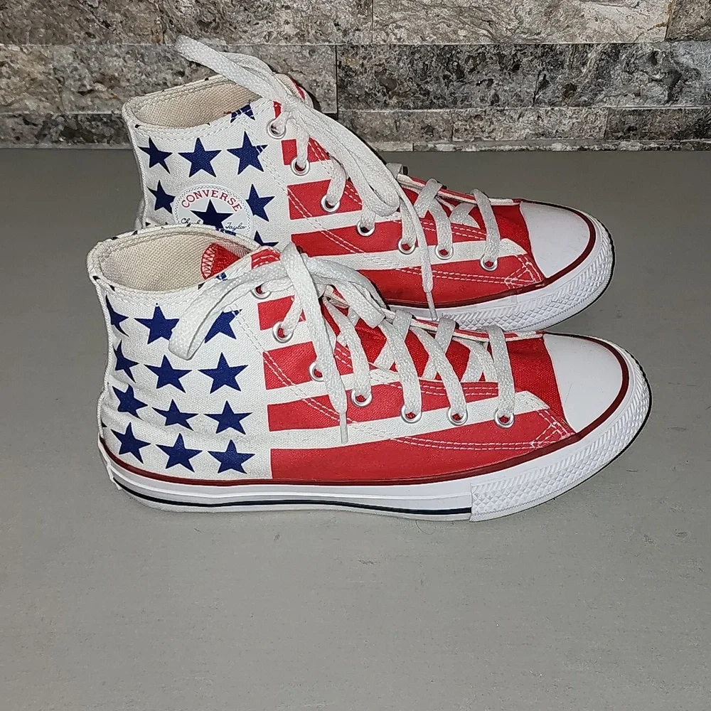 Converse All Star Red White and Blue Star High-Top Sneakers